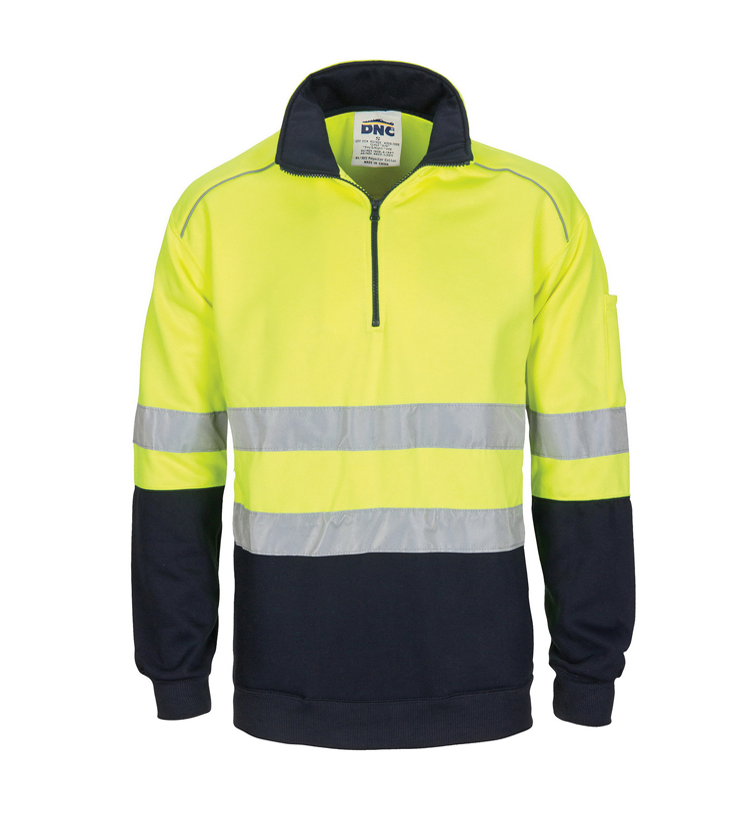 DNC Hi Vis Half Zip Fleecy Windcheater with CSR Tape Summit Workwear