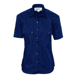 DNC Ladies Short Sleeve Cotton Drill Work Shirt