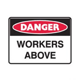 Workers Above Sign