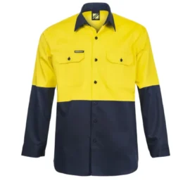 NCC WS3022 Workcraft Hi Vis Long Sleeve Cotton Drill Shirt